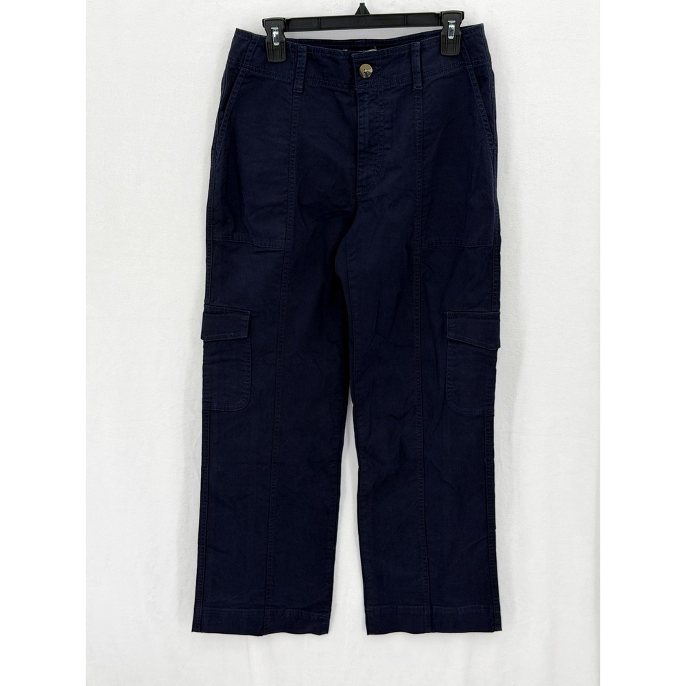 Free Assembly Pants Womens 4 Navy Straight Leg Cargo Utility Casual Stretch NWT‎